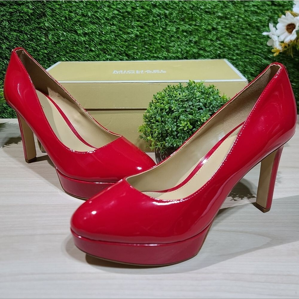 Michael Kors Chantal Platform Pumps - Crimson 7.5 M New